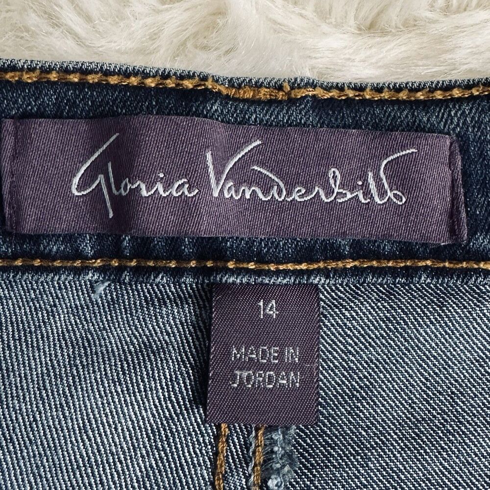 Gloria Vanderbilt Amanda Straight Jeans 14 Long (35x32.5) Blue Stretch Womens - Picture 3 of 9